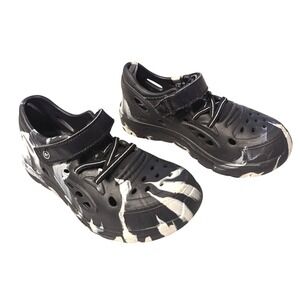 Stride Rite 360 Ocean Boys Black White Marble Rubber Water Shoes Hook Loop Sz 12